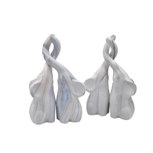 Sud Import Coppia Di Elefanti In Ceramica Effetto Marmo 25h Cm