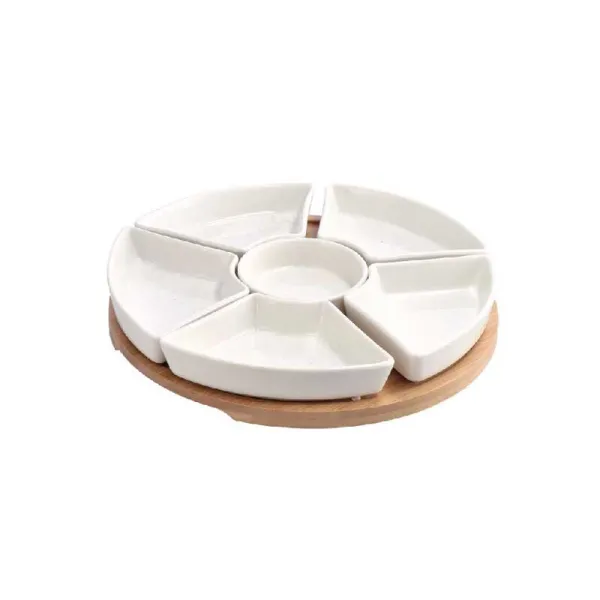 Ad Trend Antipastiera Con 6 Ciotole E Vassoio In Bamboo Diametro 25 Cm