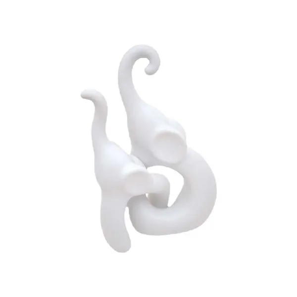 FGF Coppia Di Elefanti In Ceramica 22h Cm Colore Bianco