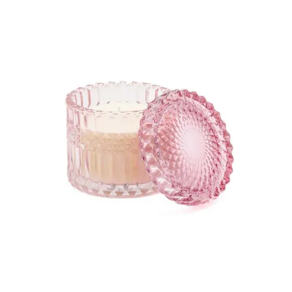 De Luca Collection Candela In Vetro Con Coperchio Diametro 10x10h Cm Colore Rosa
