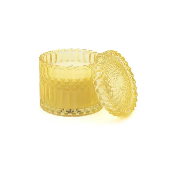 De Luca Collection Candela In Vetro Con Coperchio Diametro 10x10h Cm Colore Giallo