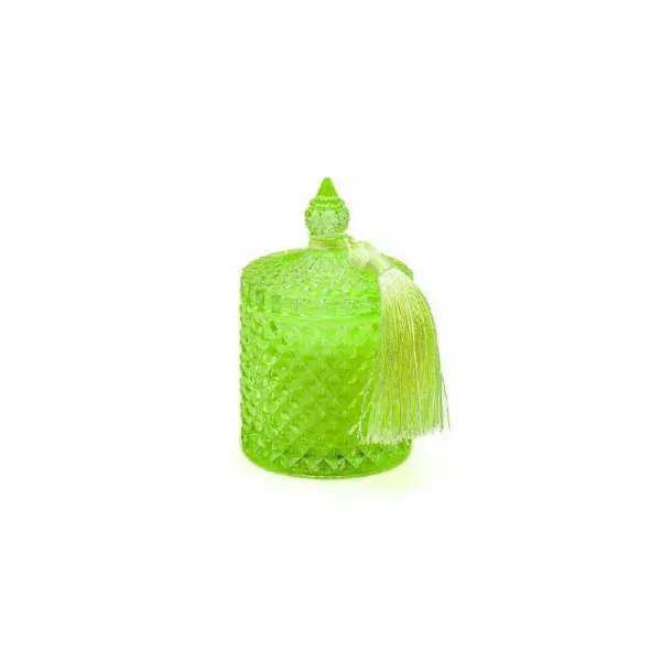 De Luca Collection Candela Diamond In Vetro Con Coperchio Diametro 8x14h Cm Colore Verde