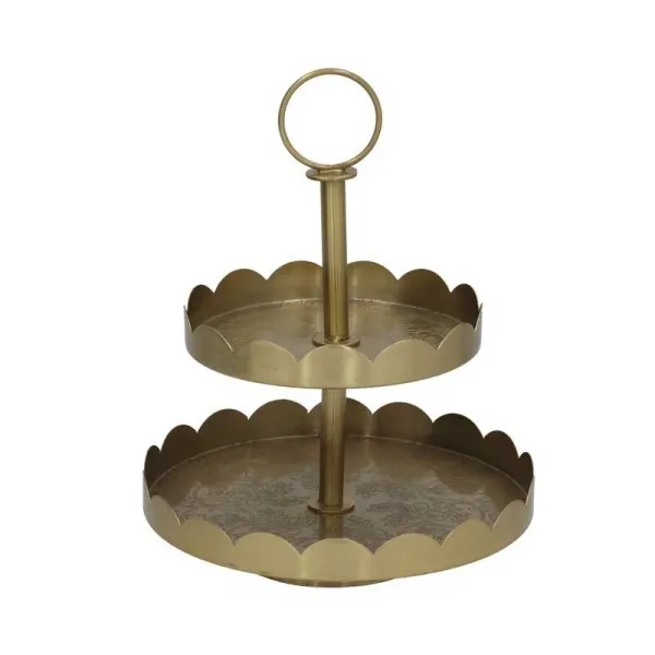 Gerimport Alzata Tina A 2 Piani Diametro 20x25h Cm Colore Oro