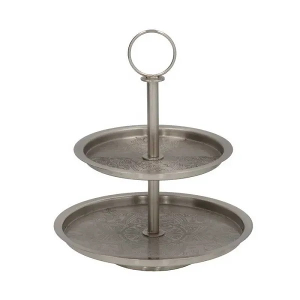 Gerimport Alzata Lina A 2 Piani Diametro 22x25h Cm Colore Argento