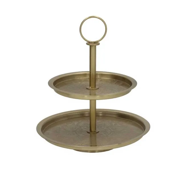 Gerimport Alzata Lina A 2 Piani Diametro 22x25h Cm Colore Oro