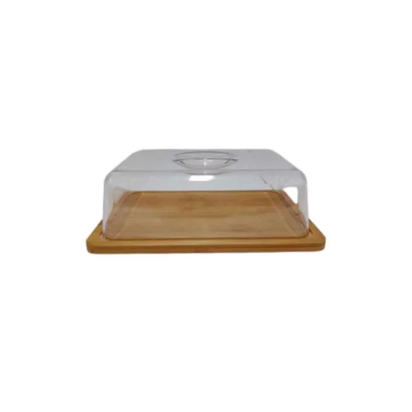 Gerimport Porta Formaggio York In Plastica E Bamboo 23,5x18x7h Cm