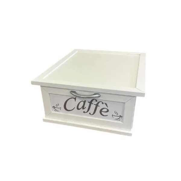 Porta Cialde In Legno Con Scritta Caffè Oro Colore Bianco