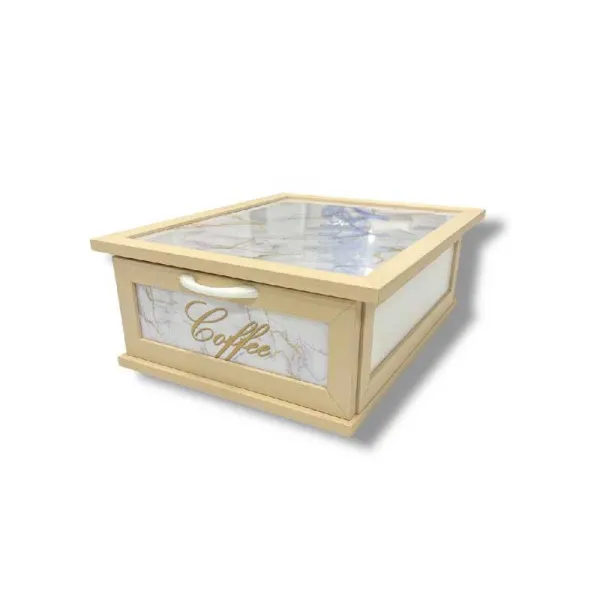 Porta Cialde Linea Marble Colore Panna Con Decoro Oro