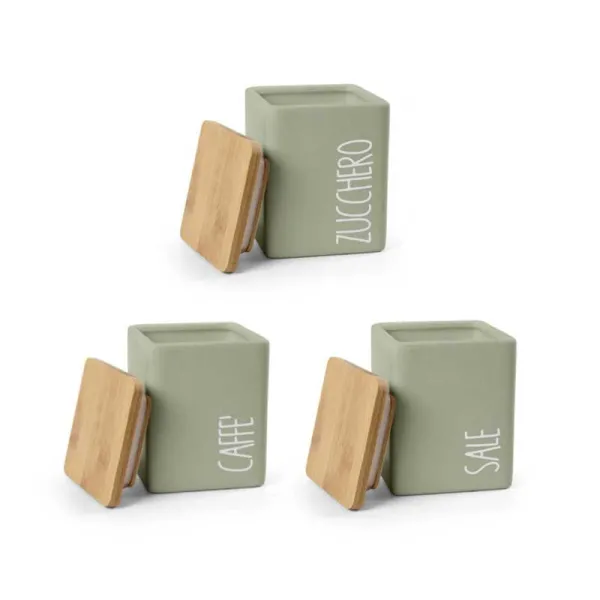 Gicos Tris Barattoli Solid Color 9x9x12h Cm Colore Verde