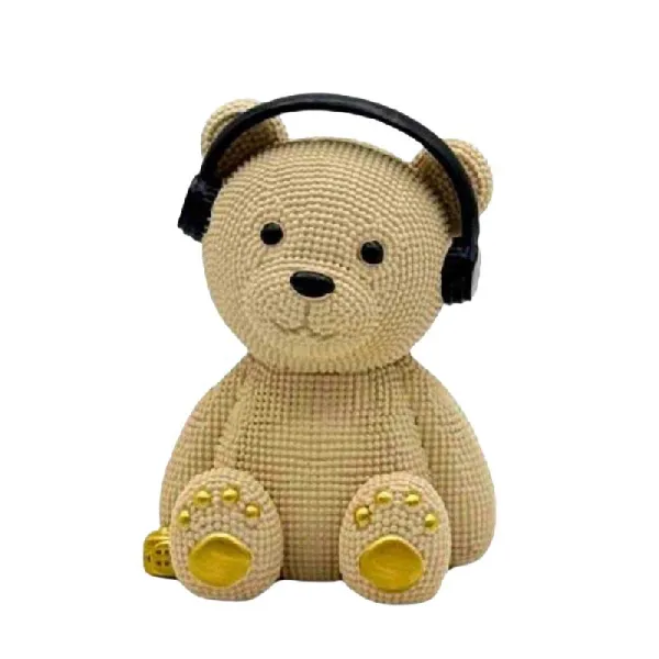 G&G Glass Teddy Dj In Resina 10x14h Cm Colore Beige