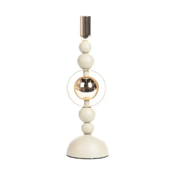De Luca Collection Porta Candela Ball Colore Bianco E Oro