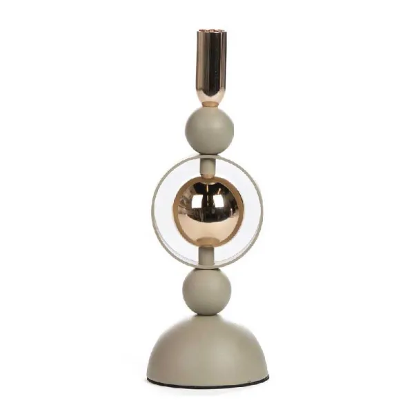 De Luca Collection Porta Candela Ball Colore Bianco E Oro