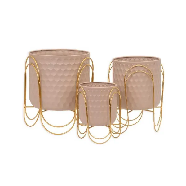 De Luca Collection Set 3 Cachepot Colore Fango E Oro