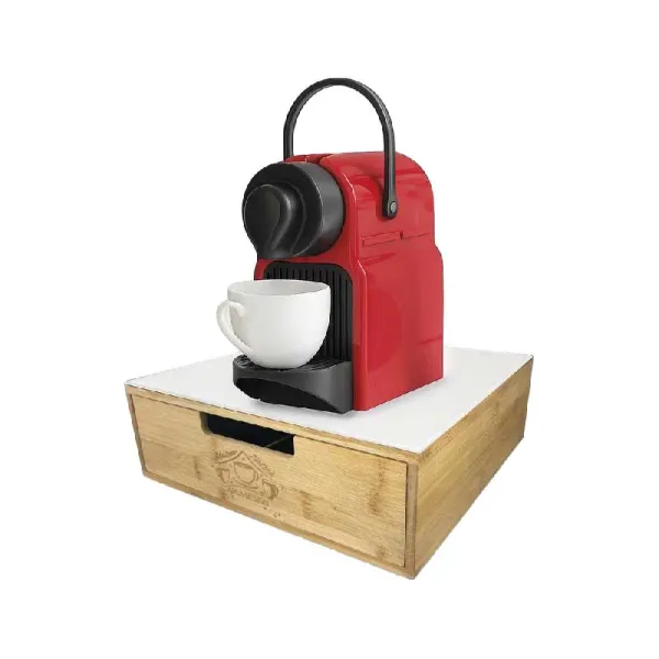 Arca Porta Capsule In Bamboo Con Ripiano In Vetro 30x30x10h Cm Colore Bianco