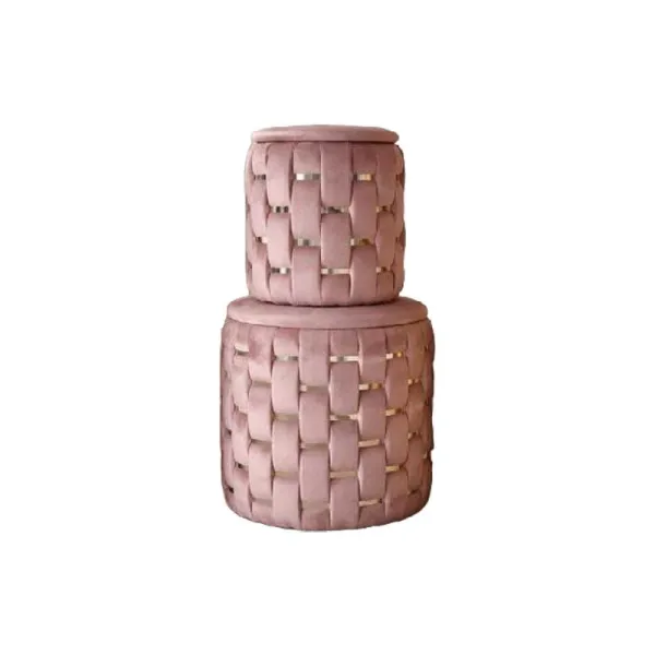 Set 2 Pouf Contenitori Lusso Colore Rosa