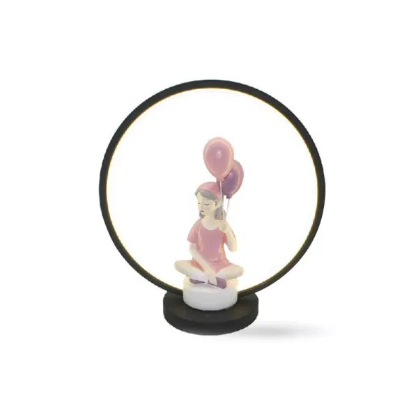 FGF Lampada Con Donna Con Palloncini In Poliresina Diametro 33 Cm