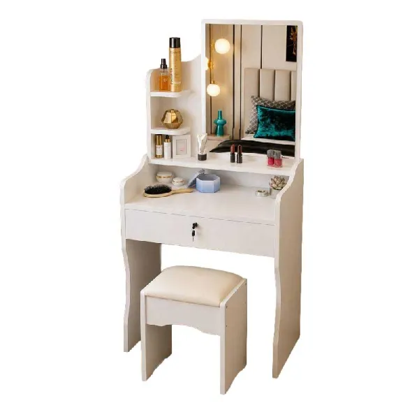 Emporio Cotton Consolle Bellezza Chic Con Specchio Rettangolare Colore Bianco