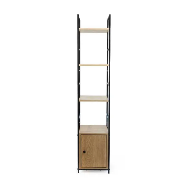 Mercury Mobile In Legno E Metallo Con 4 Ripiani E 1 Anta 29x23,5x144h Cm
