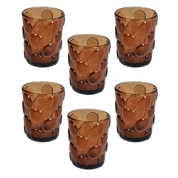 Tognana 6 Bicchieri Pebble In Vetro 260 Cc Colore Marrone