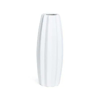 Mercury Vaso Bianco In Ceramica Diametro 11x30h Cm