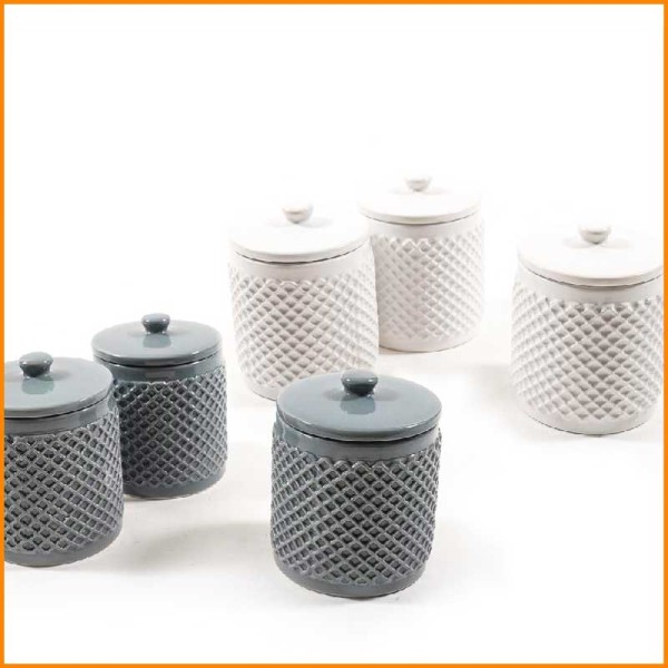 SET 3PZ BARATTOLI IN CERAMICA A ROMBI  9,5X12H