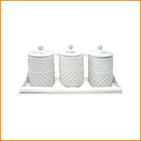 TRIS BARATTOLI LINEA ROMBI CON MENSOLA