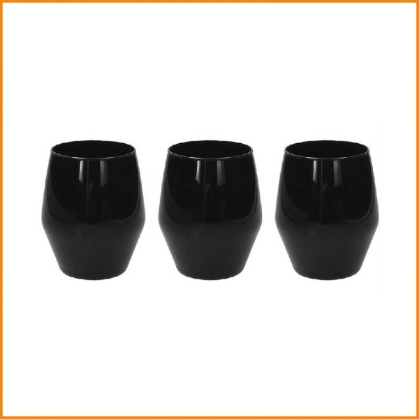 SET 3 BICCHIERI GLASS BLACK 360CC