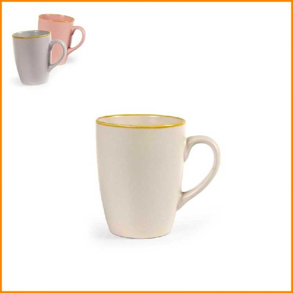 TAZZA CON BORDO ORO IN CERAMICA 315ML