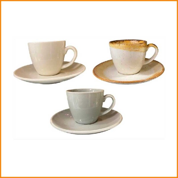SET 6 TAZZINE DA CAFFE' IN PORCELLANA CON PIATTO
