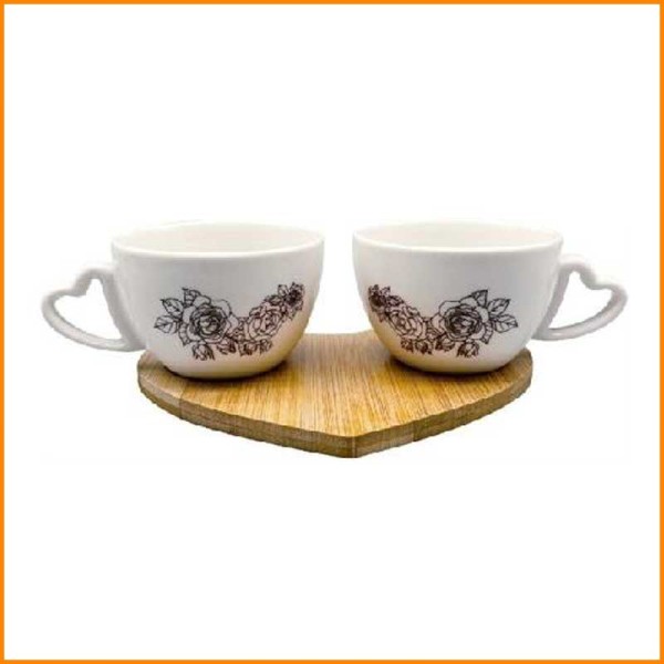 SET 2 TAZZINE LINEA ROSELLA ROSE CON DECALDA