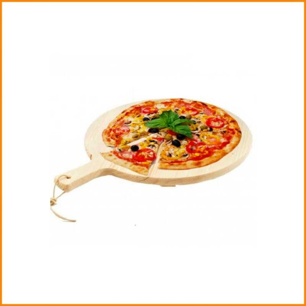 TAGLIERE TONDO IN ABETE CON MANICO D.38 CM