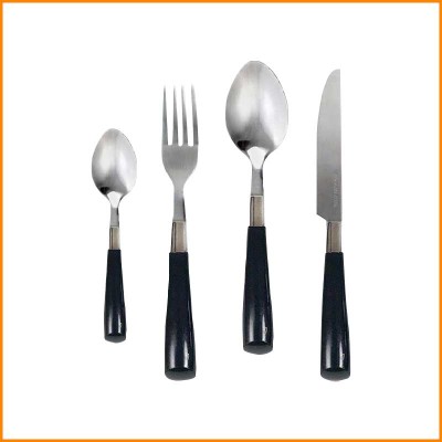 SET 24PZ POSATE CON STAND NERO