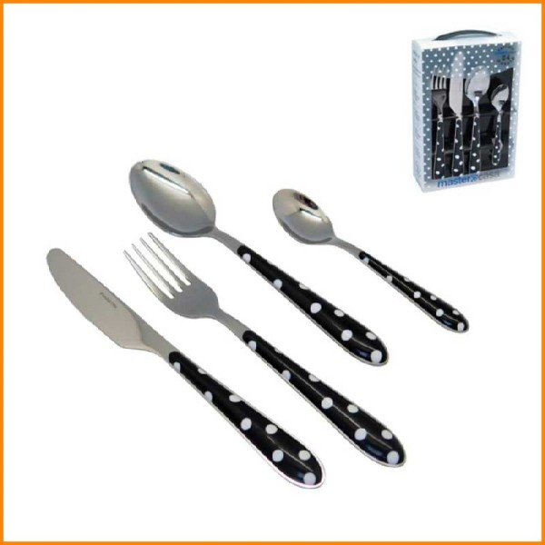 SET 24PZ POSATE A POIS NERO