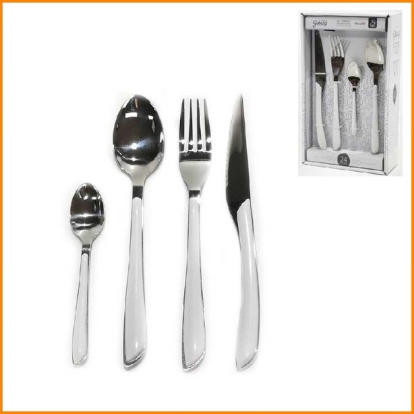 SET 24PZ POSATE GLOSSY BIANCO