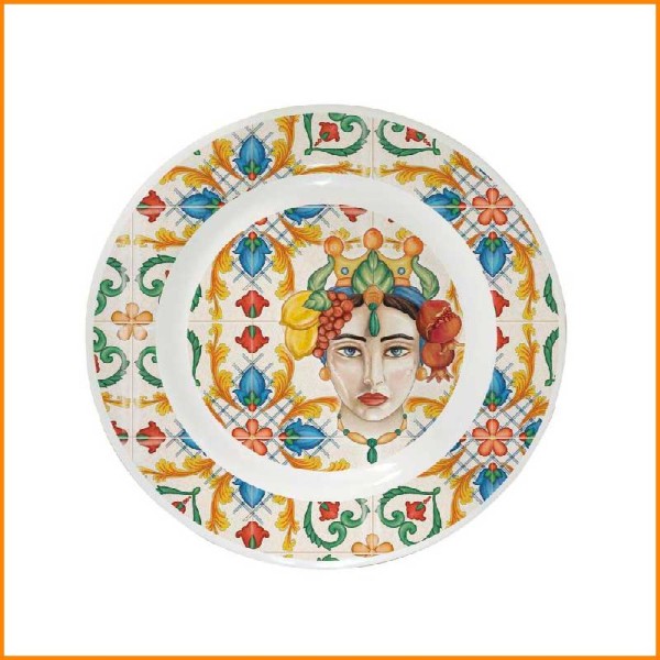 PIATTO PIANO CALTAGIRONE IN MELAMINA D.23 CM