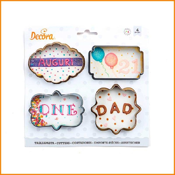 SET 4 TAGLIAPASTA IN PLASTICA CON CORNICI
