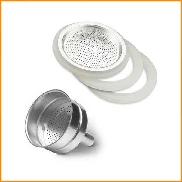 SET RICAMBI CAFFETTIERA GUARNIZIONE X2/FILTRO/IMBUTO 2 TAZZE