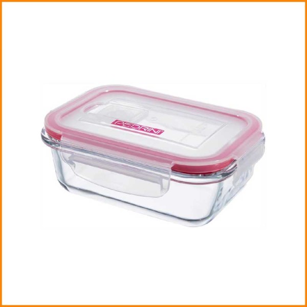 CONTENITORE IN VETRO RETTANGOLARE CON COPERCHIO 0,38L