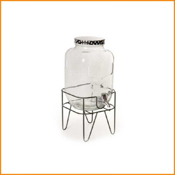 DISPENSER IN VETRO CON BASE QUADRATA IN FERRO 4L