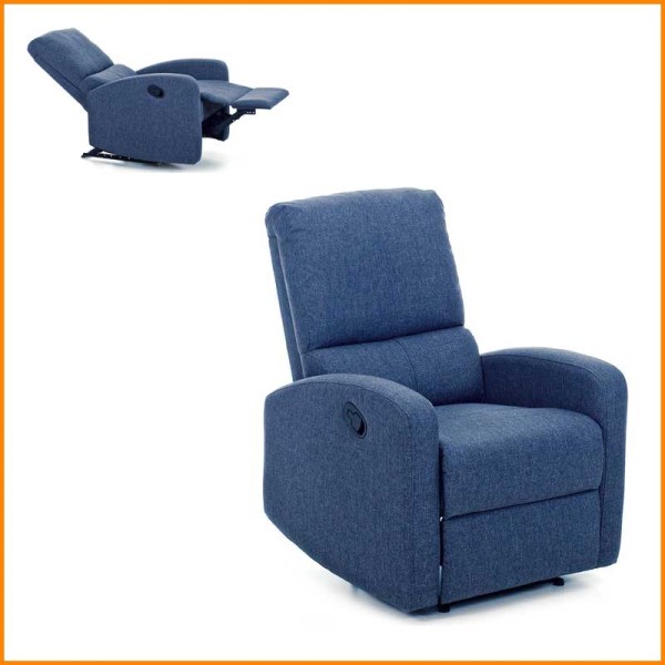 POLTRONA RELAX FIORELLA RECLINABILE FINO A 167 CM CON LEVA MECCANICA 74X78X105H CM BLU