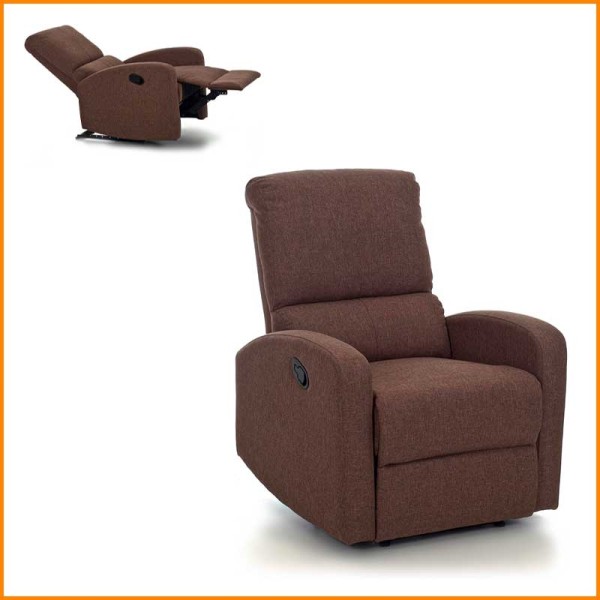 POLTRONA RELAX FIORELLA RECLINABILE FINO A 167 CM CON LEVA MECCANICA 74X78X105H CM MARRONE