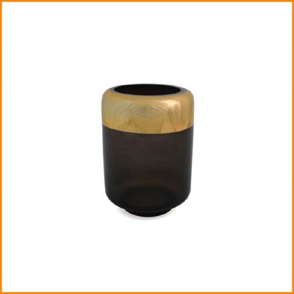 VASO IN VETRO GRIGIO E ORO 22H CM