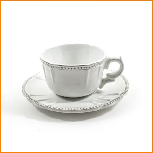 ROMANTICA TAZZA DA THE CON PIATTO IN CERAMICA 17XH.8CM