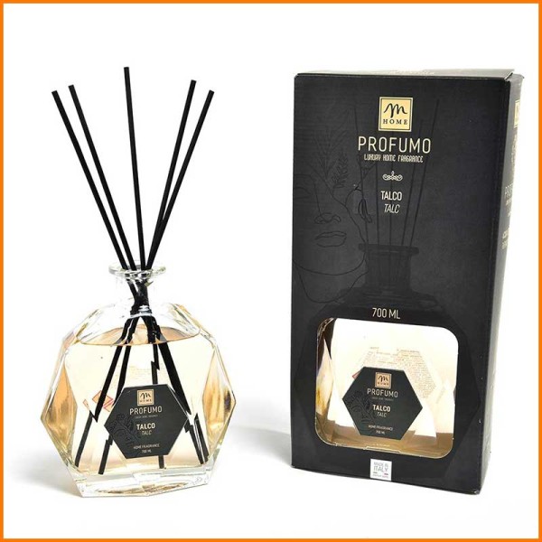 DIFFUSORE DI FRAGRANZA CON BOTTIGLIA ESAGONALE TALCO 700 ML
