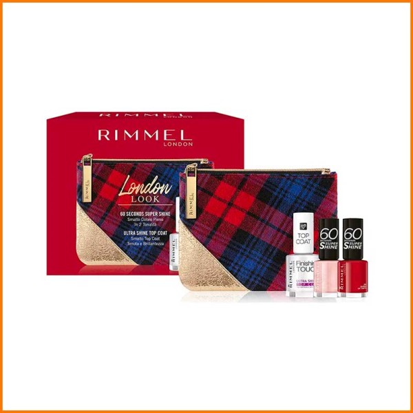 COFFRET LONDON LOOK 2 SMALTI + TOP COAT ULTRA SHINE FINISHING TOUCH CON POCHETTE