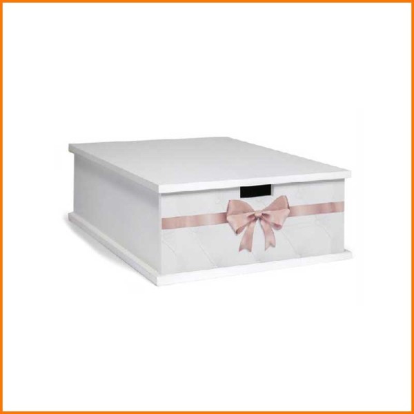Giardini Di Marzo Portacialde In Legno Con Fiocco Disegnato 27x33x11H Cm Colore Bianco Con Fiocco Rosa