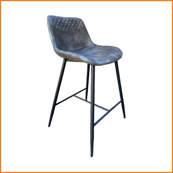 SGABELLO ALTO IN PELLE GRIGIO 93H CM CON SEDUTA 39X43,5 CM