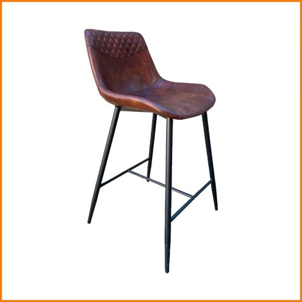 SGABELLO ALTO IN PELLE MARRONE 93H CM CON SEDUTA 39X43,5 CM