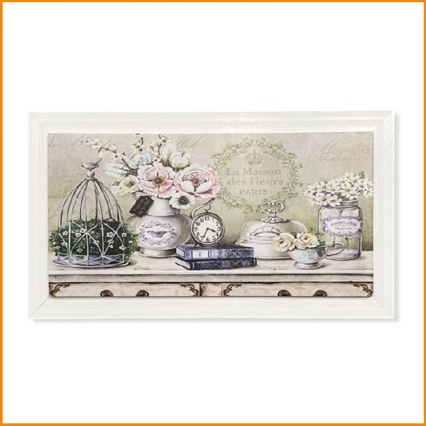 QUADRO CON TELA 50X100 FLEURS PARIS
