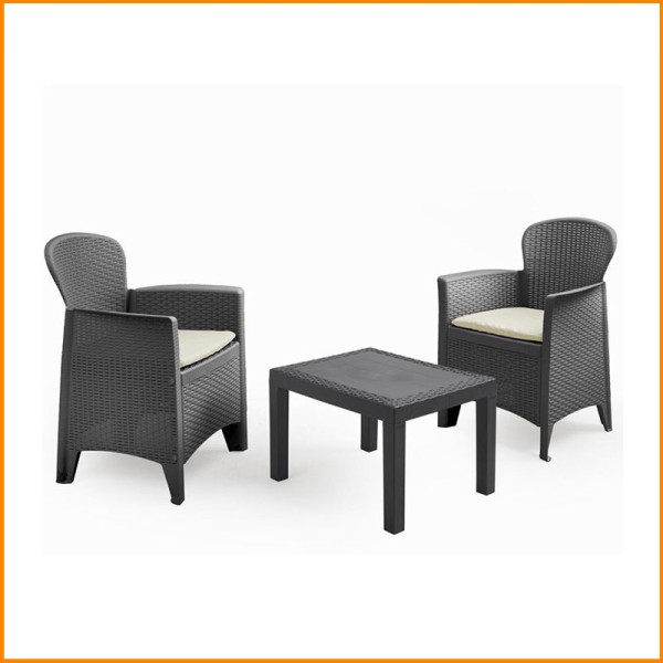 Progarden Set Poltrone Akita 2 Posti In Plastica Effetto Rattan Colore Antracite